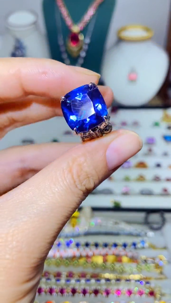 银S925镶嵌戒指烟晶53