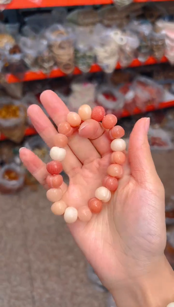 吊坠菩提根/象牙果粉色屁桃单圈