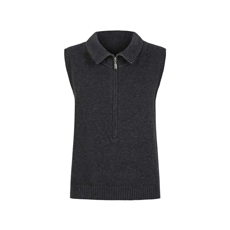 sdeer圣迪奥秋冬季女装轻奢气质时尚通勤休闲无袖针织衫S244Z1602