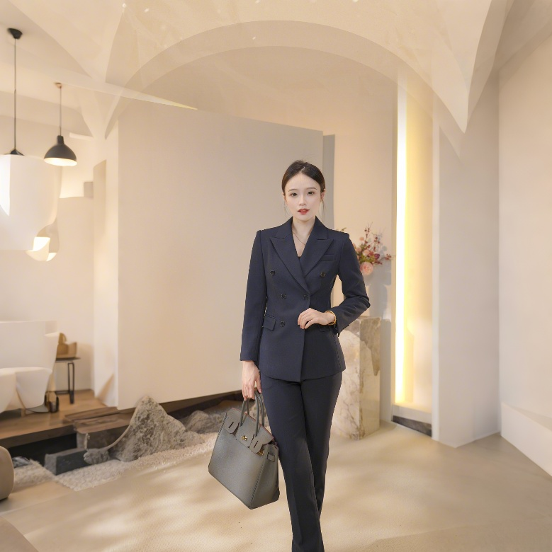 高端双排扣西装套装女2025新款秋冬商务西服阔腿裤正装气质主持人