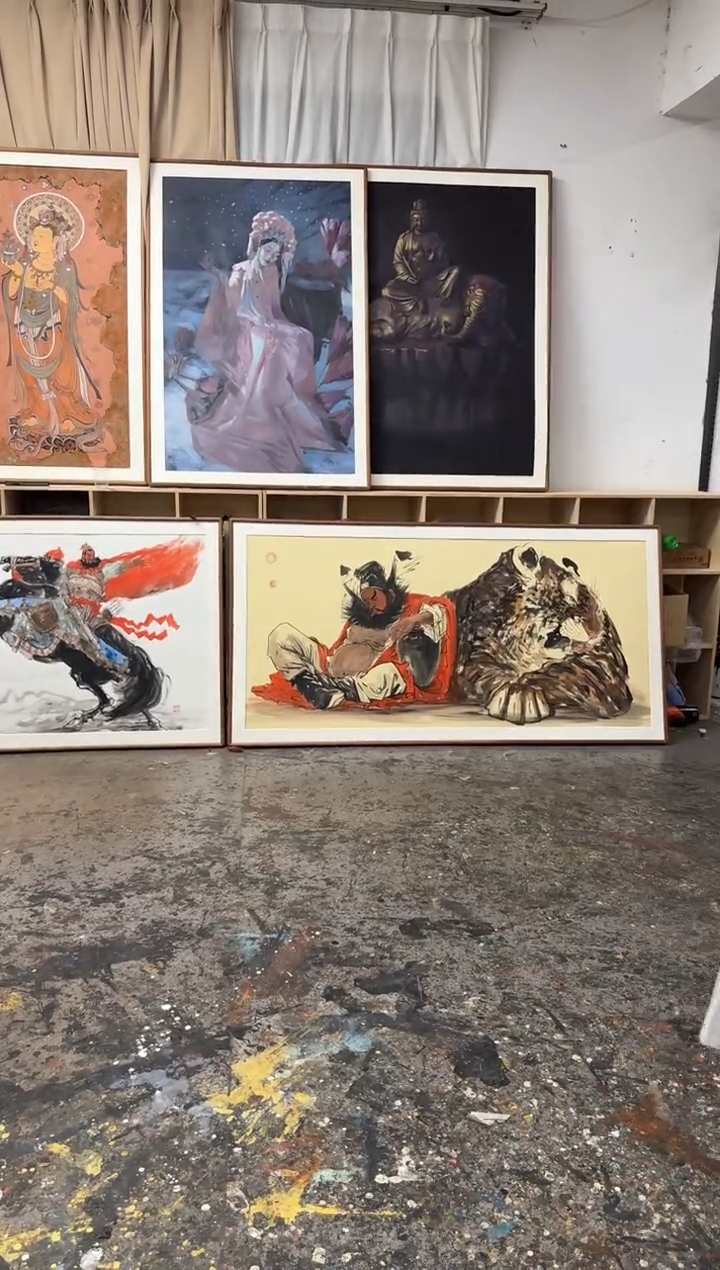 丙烯画随*北北老师墨龙加框