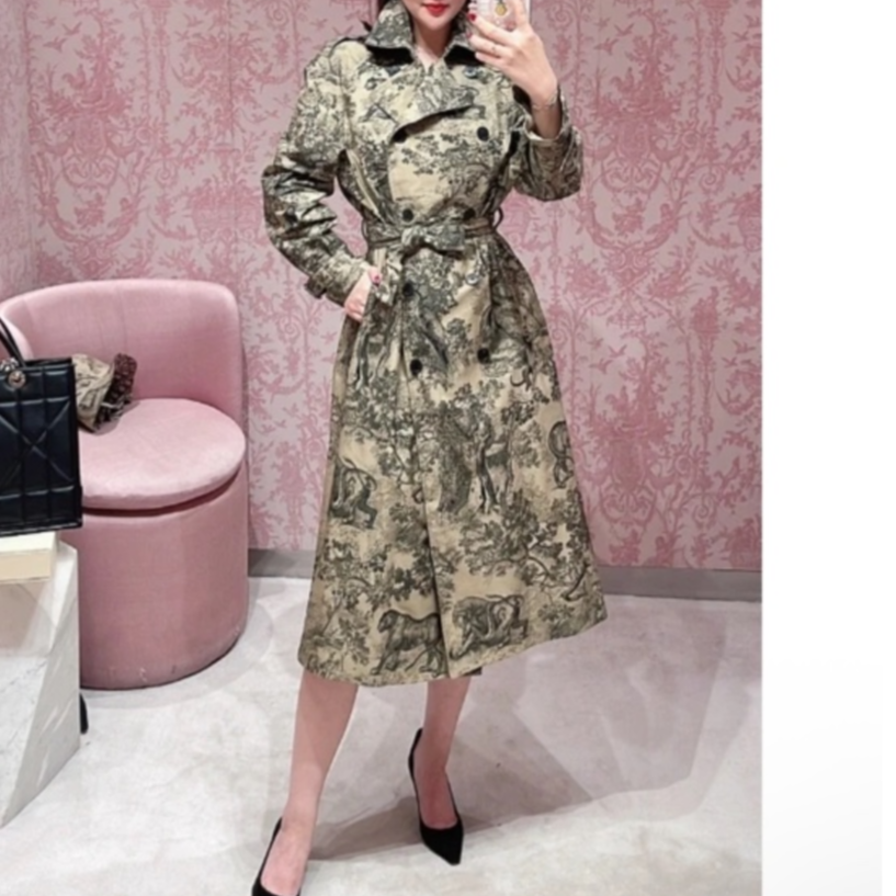 99新 DIOR/迪奥 汤/P223076368/山水画风衣 拼色 34码
