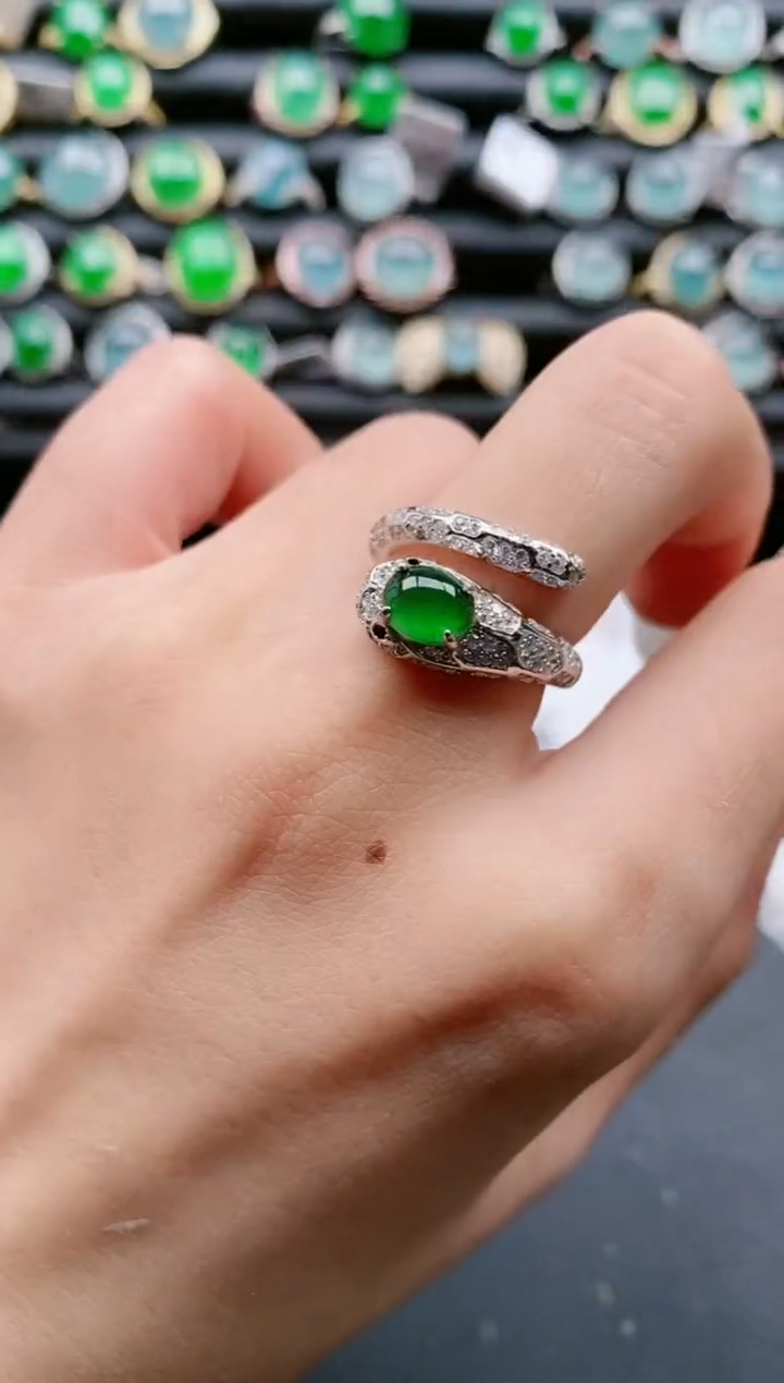 【闪购商品】翡翠戒指银S925镶嵌111111