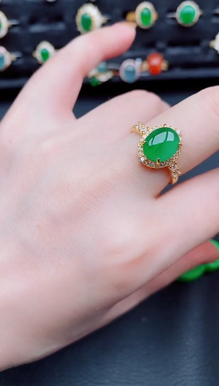 【闪购商品】翡翠戒指银S925镶嵌天然a货翡翠120