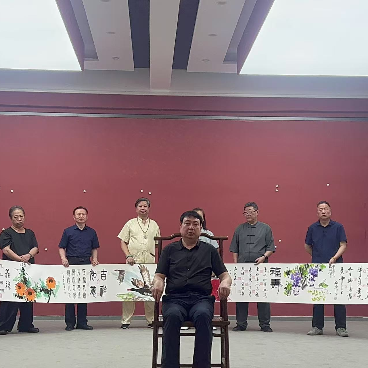唐奈书法12位老师共创10米红木册页装裱书法国画绘手写字画书画