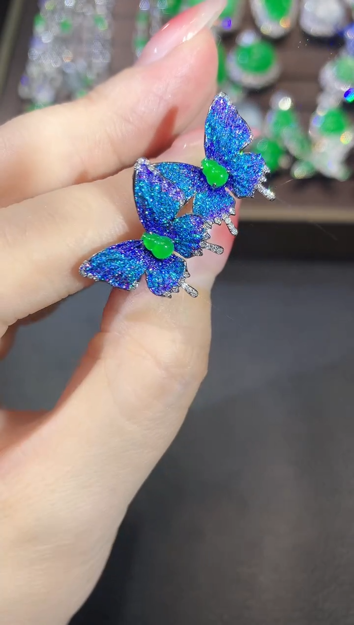 【闪购商品】翡翠耳饰18K金镶嵌C25  多样性发货一件