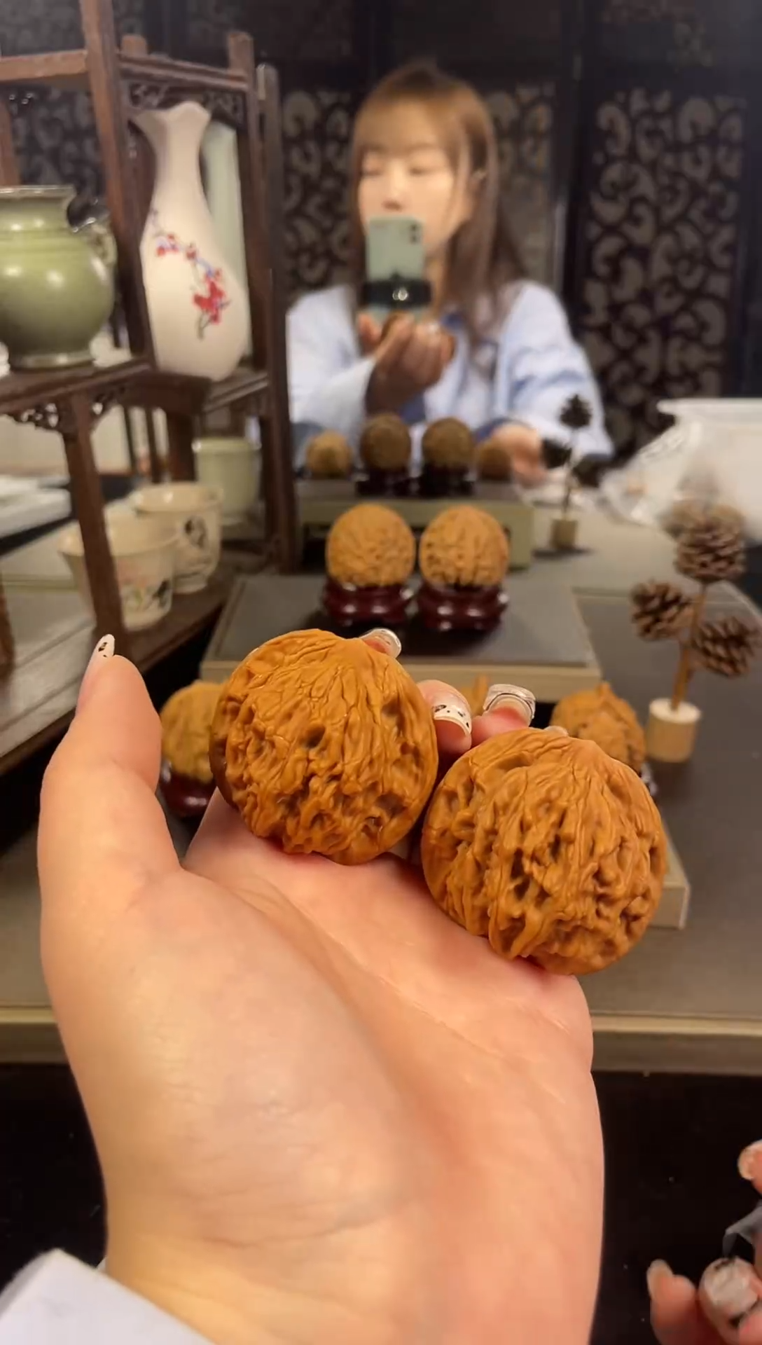 【闪购商品】文玩核桃把件麦穗虎头44尺-14