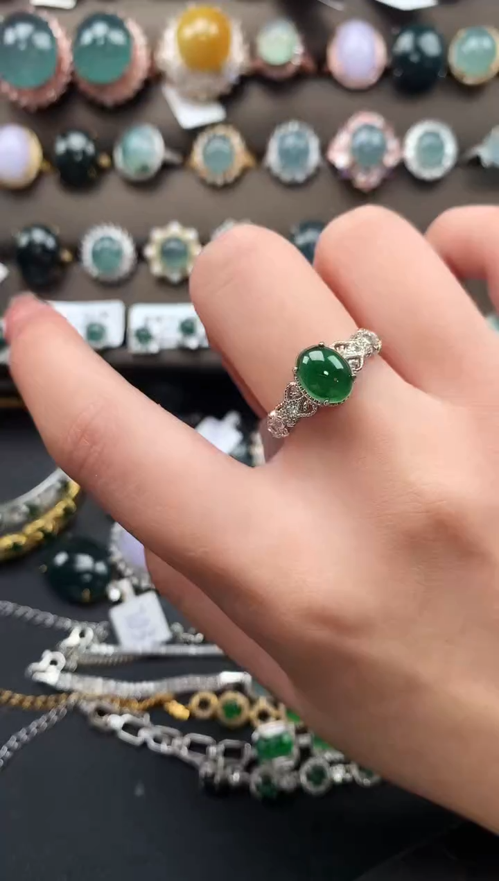 【闪购商品】翡翠戒指银S925镶嵌5214141