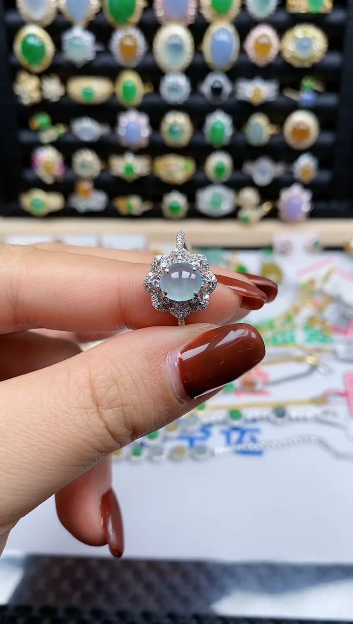 银S925镶嵌戒指翡翠222