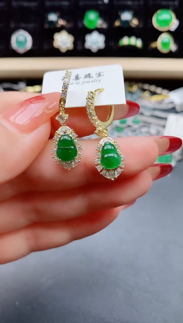 【闪购商品】翡翠耳饰银S925镶嵌58550