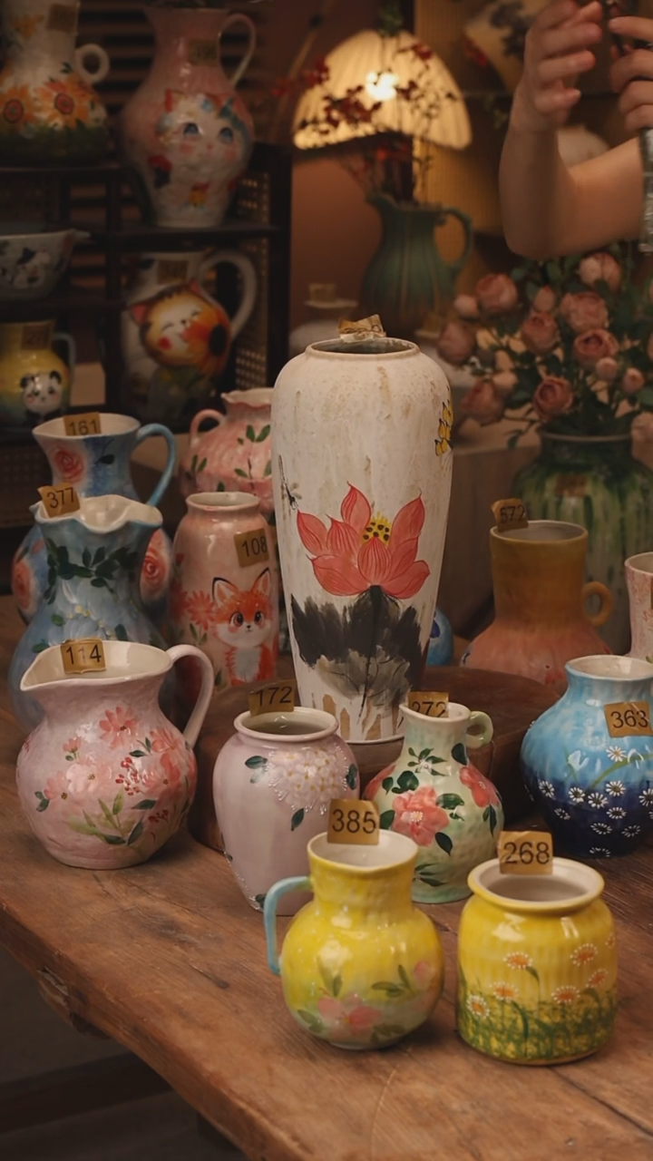 陶瓷220景德镇设计师手作花器摆件侘寂风