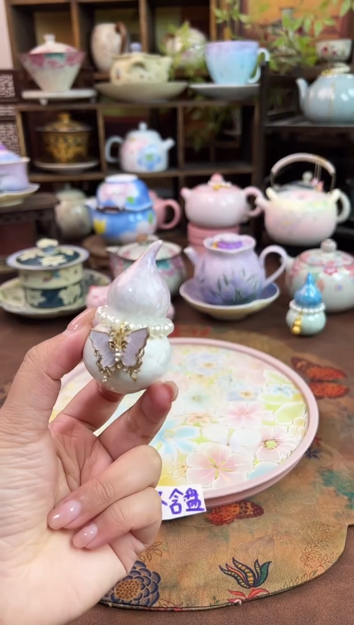 结晶釉葫芦摆件带提溜-紫色