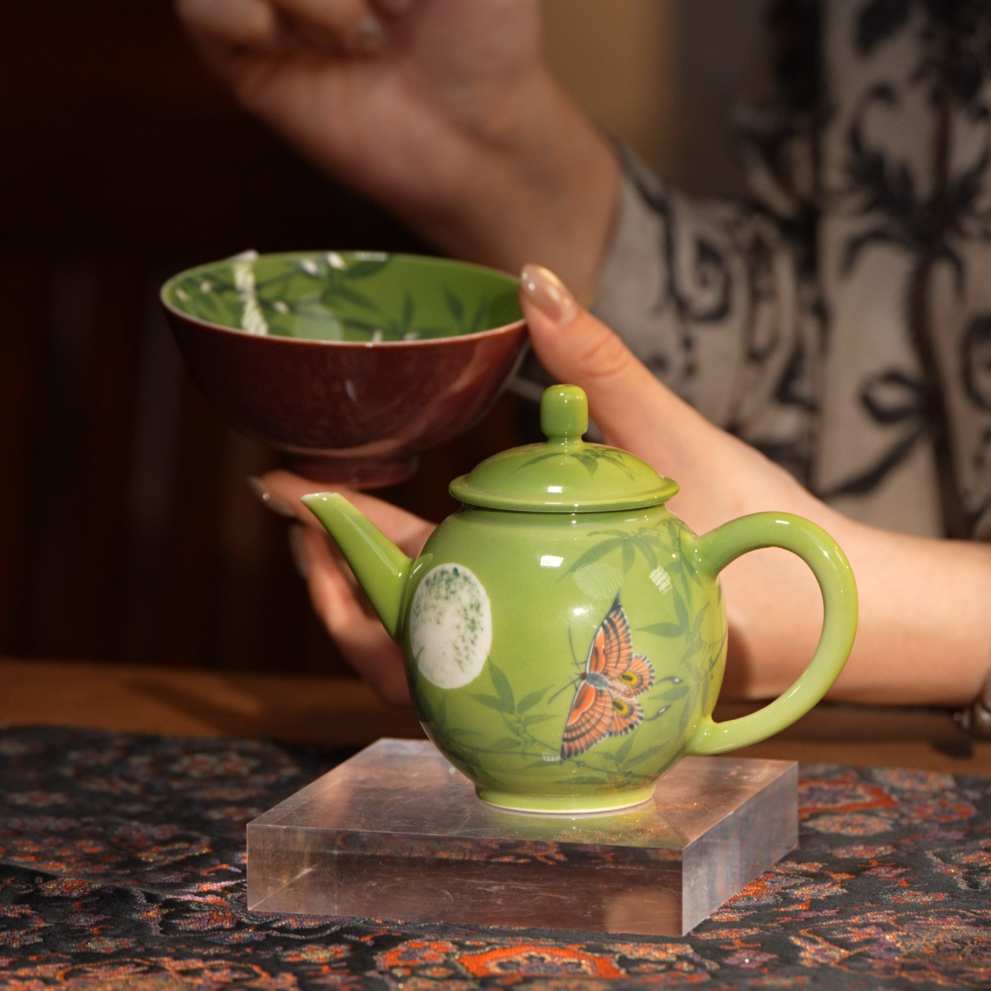 良朋柴窑 釉下五彩蝴蝶套组 L