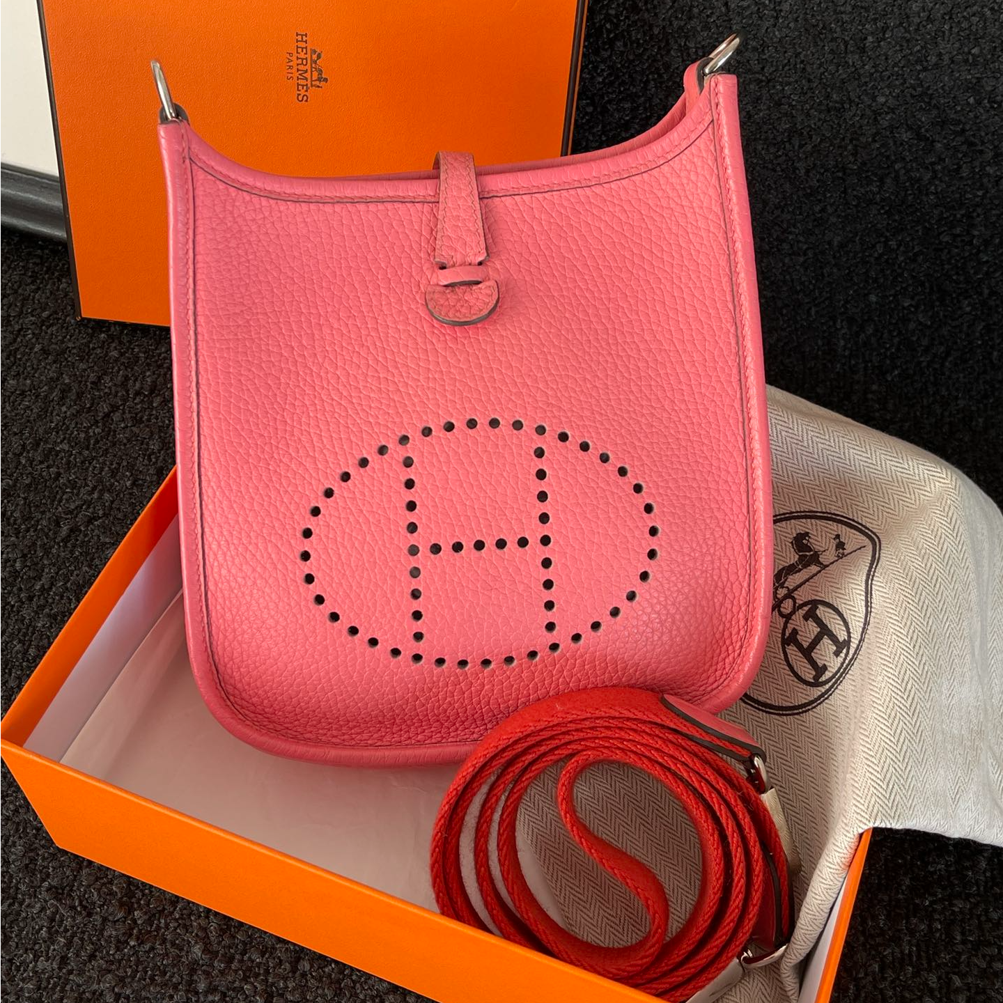 95新 Hermes/爱马仕 Hermes唇膏粉mini Evelyne斜挎大全套｜1708