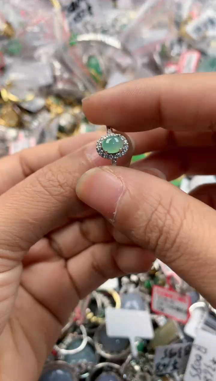 银S925镶嵌戒指翡翠888---2