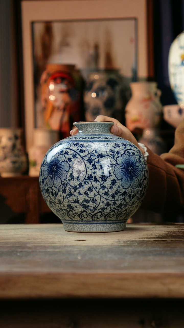 【闪购商品】瓷片景德镇纯手工釉下彩精品花瓶