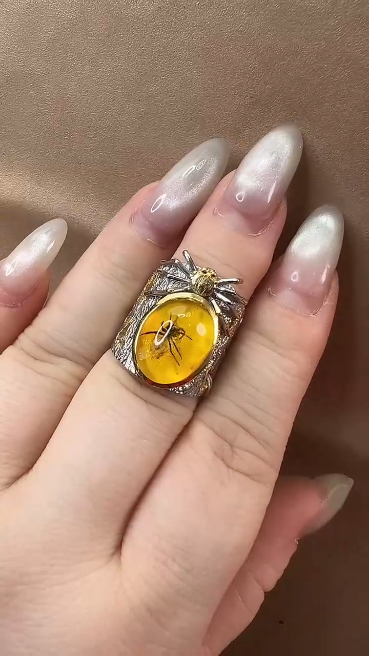 琥珀颈饰未镶嵌戒指