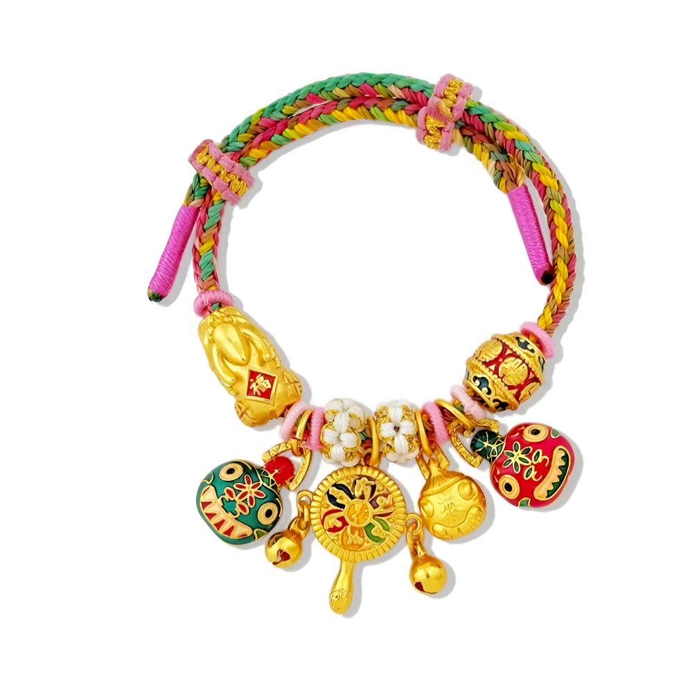 铜合金布艺手链 【华绳瑞佩】新中式吞金兽编织手链