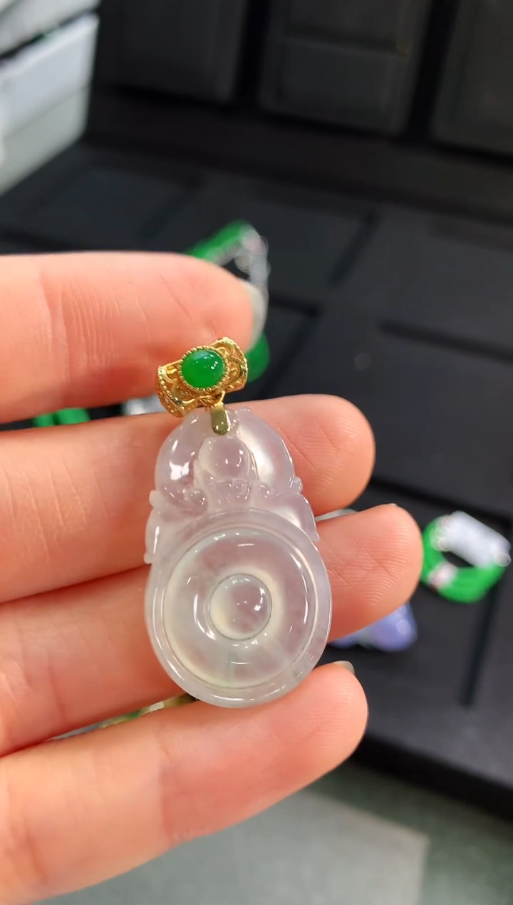 【闪购商品】翡翠吊坠(不含链)18K金镶嵌吊坠