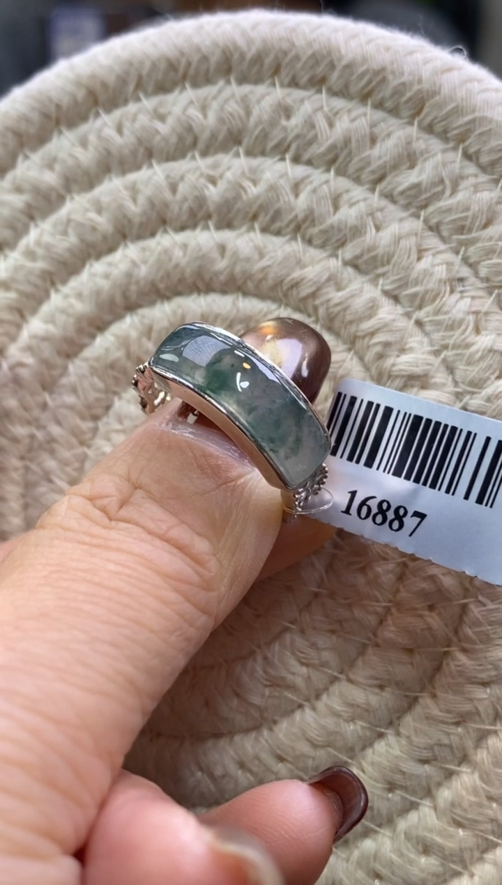 颈饰银S925镶嵌翡翠净货16887