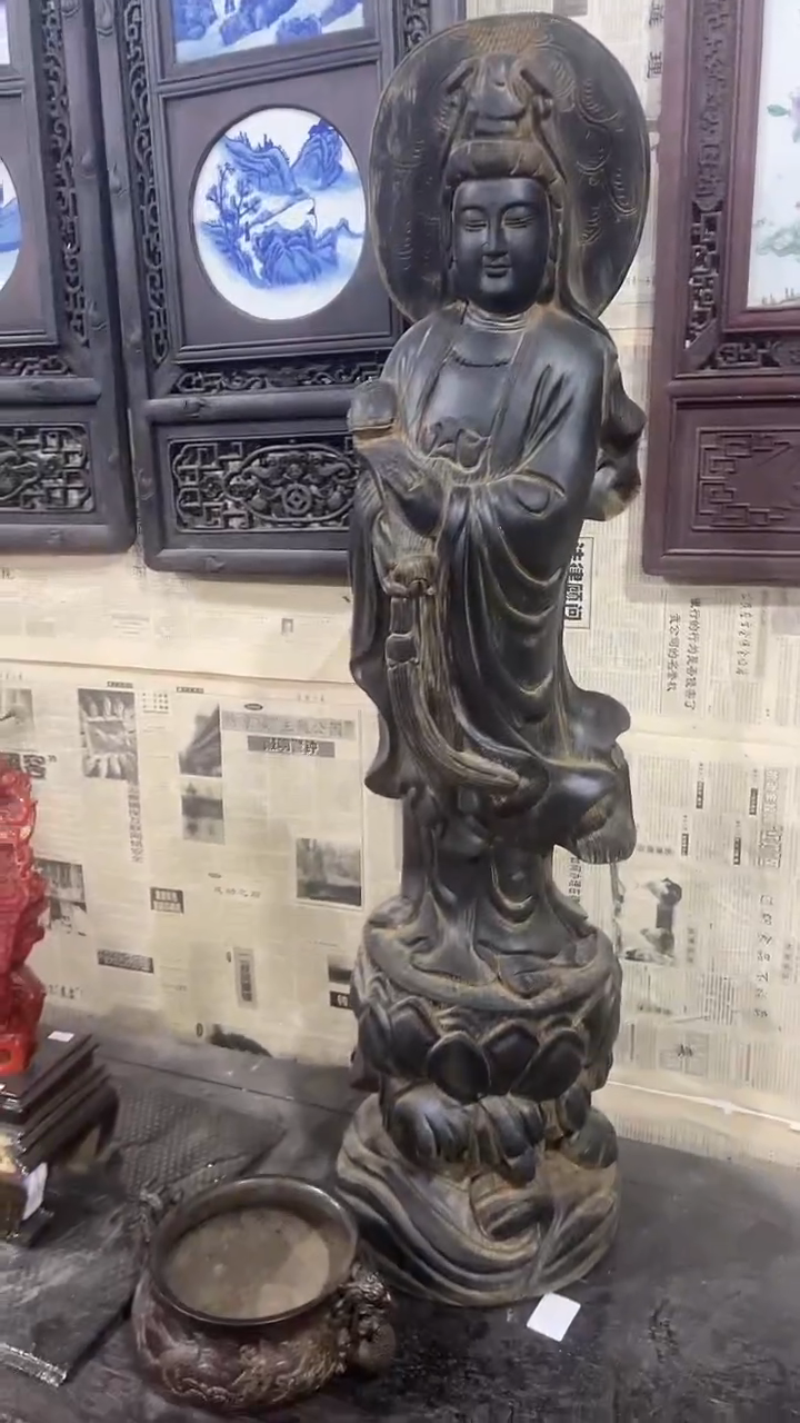 【闪购商品】木木雕新年快乐香木摆件