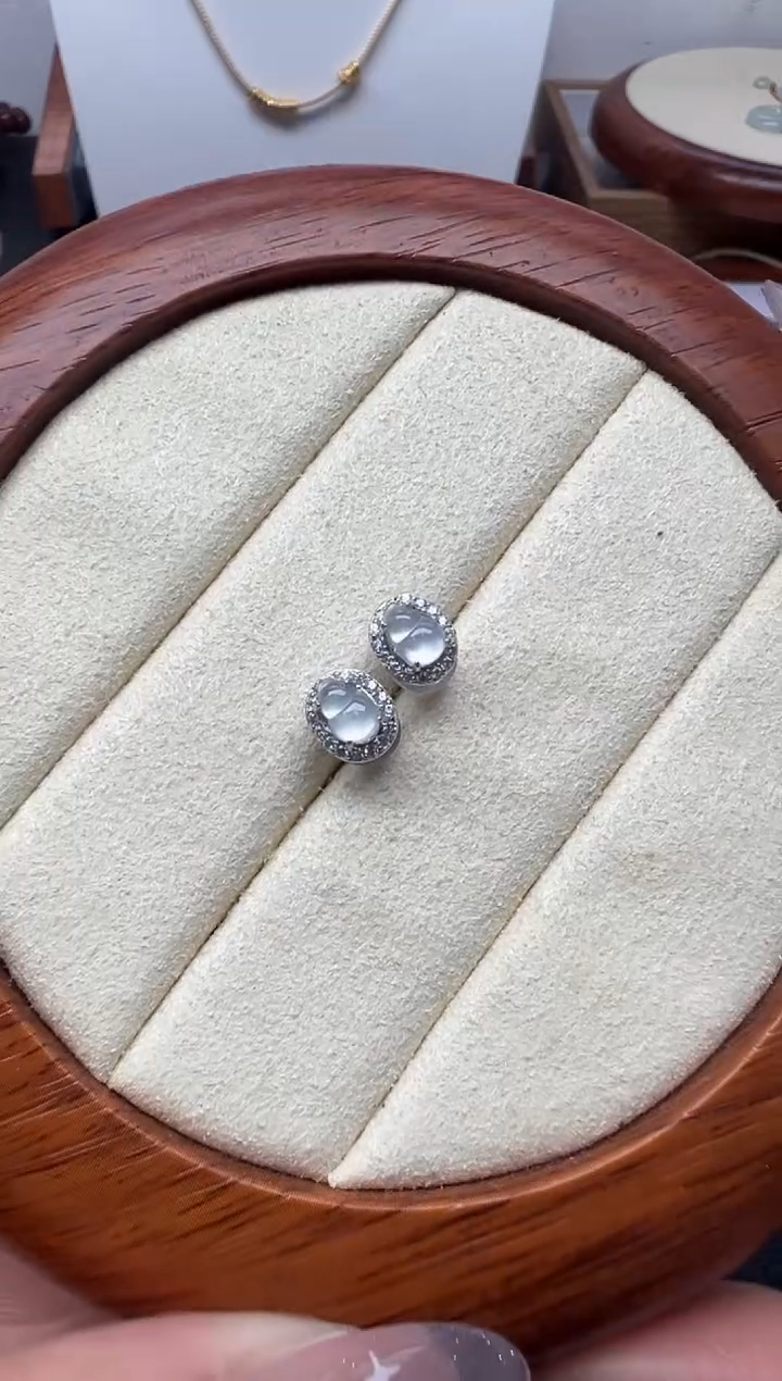 银S925镶嵌翡翠耳饰（9号）纯天然A货缅甸翡翠 