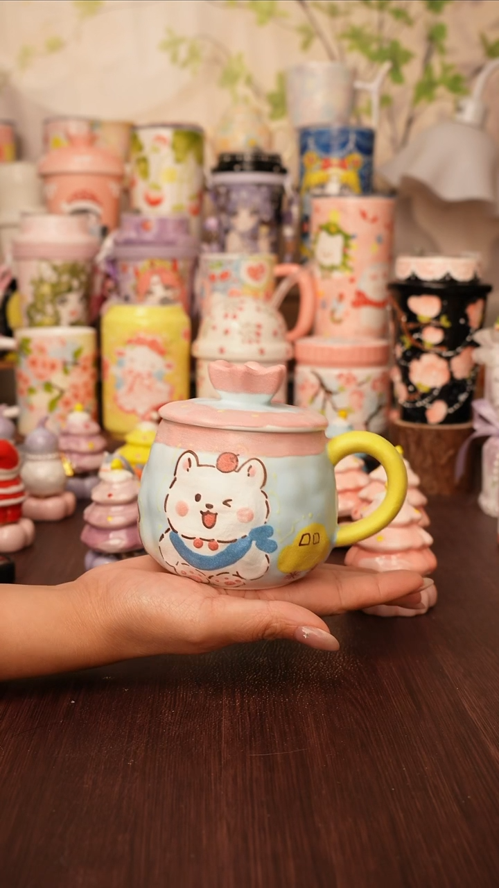 陶景德镇手绘的杯子 