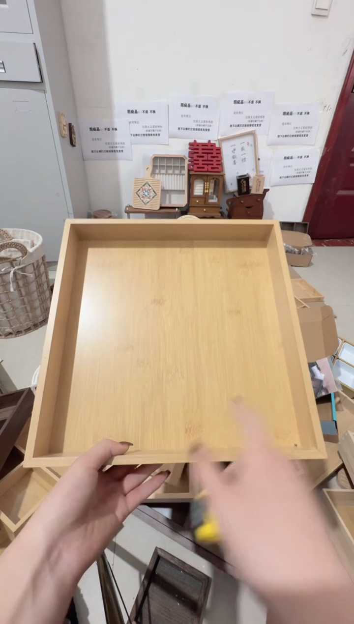 原木色大正方形托盘微瑕拍下不退不换无售后