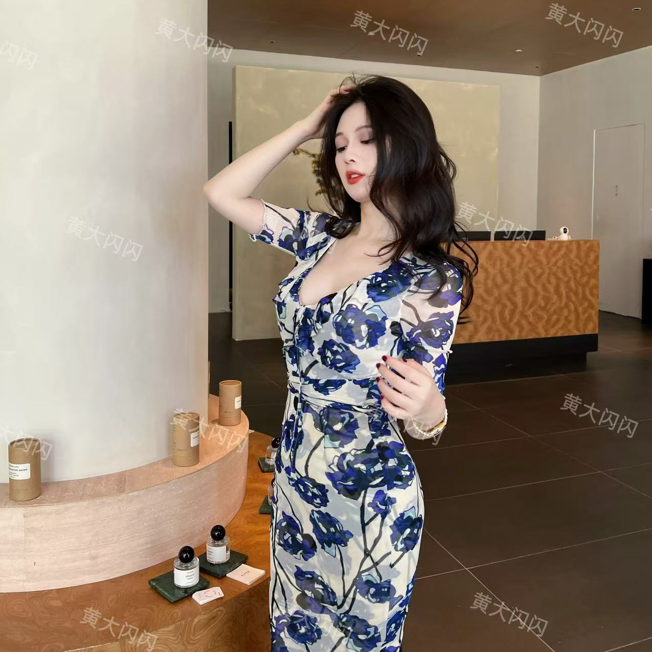 【黄大闪闪原创】(显腰细)随拍气质修身纯欲长款性感连衣裙SSQ2655