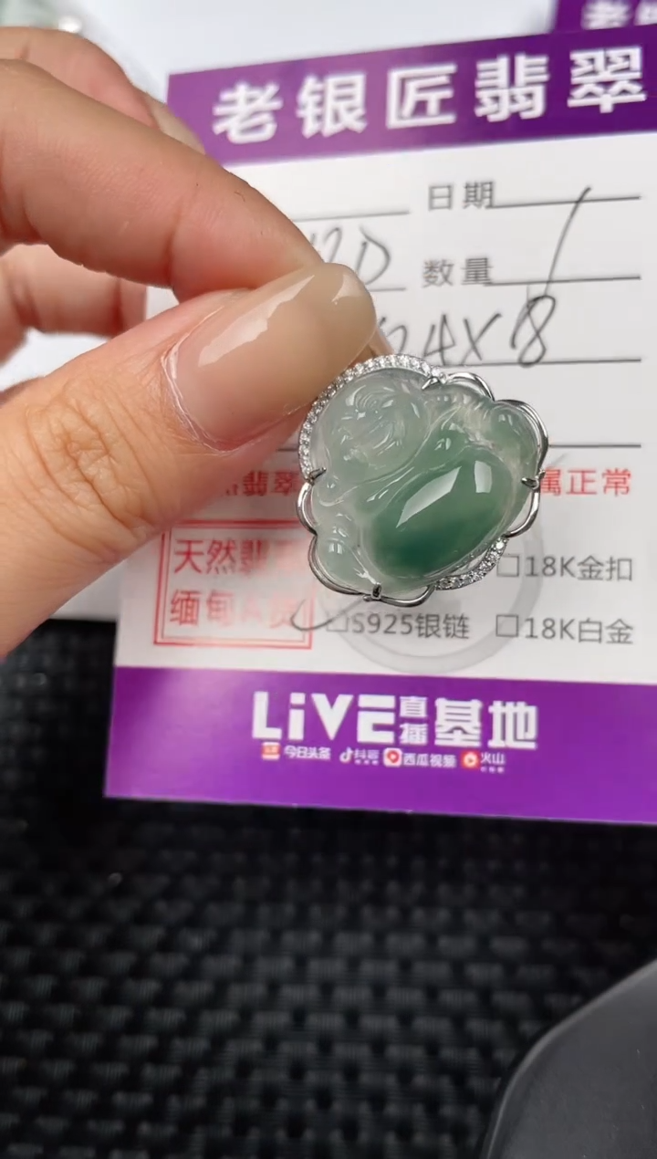 翡翠银S925镶嵌颈饰·