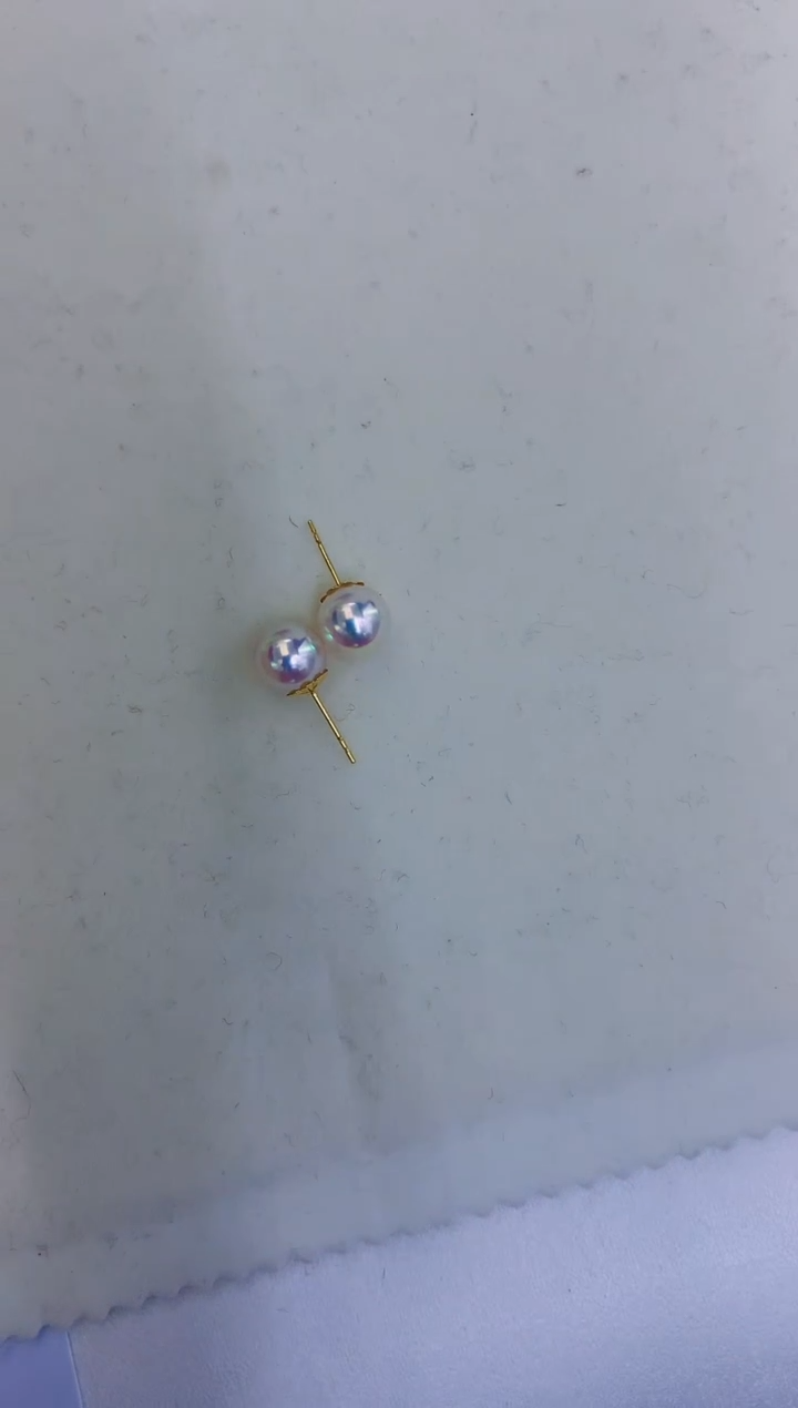 18K金镶嵌海水珍珠饰品8-8.5素钉定制