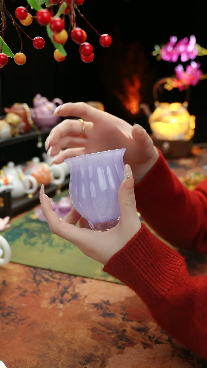 【闪购商品】紫色水晶琉璃水仙主人杯110cc