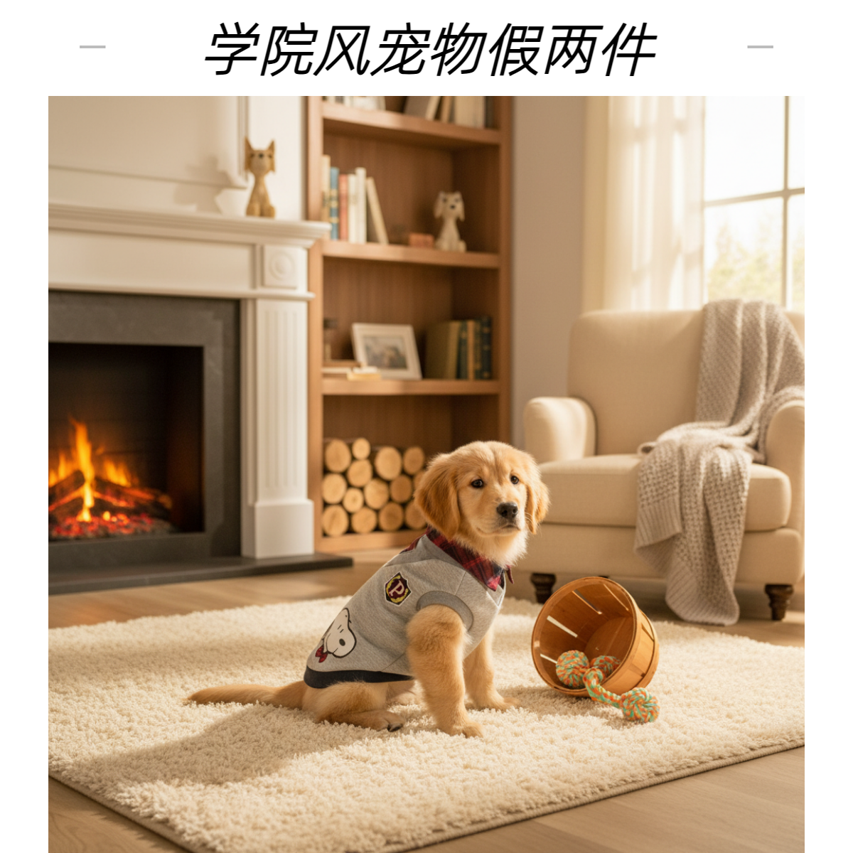 宠物猫狗通穿可爱假两件加绒卫衣秋冬适用