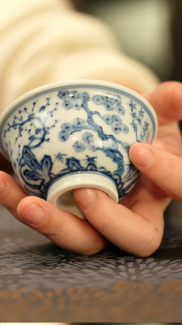 中式垂虹慕古松竹梅压手
