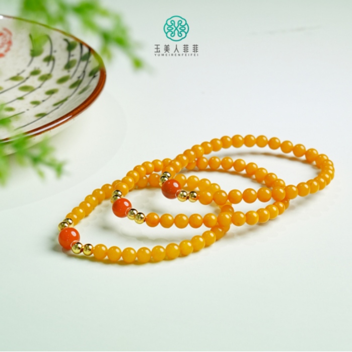 精致款~石惑珠宝~蜜蜡圆珠手串约5mm~多样性发一介意勿拍