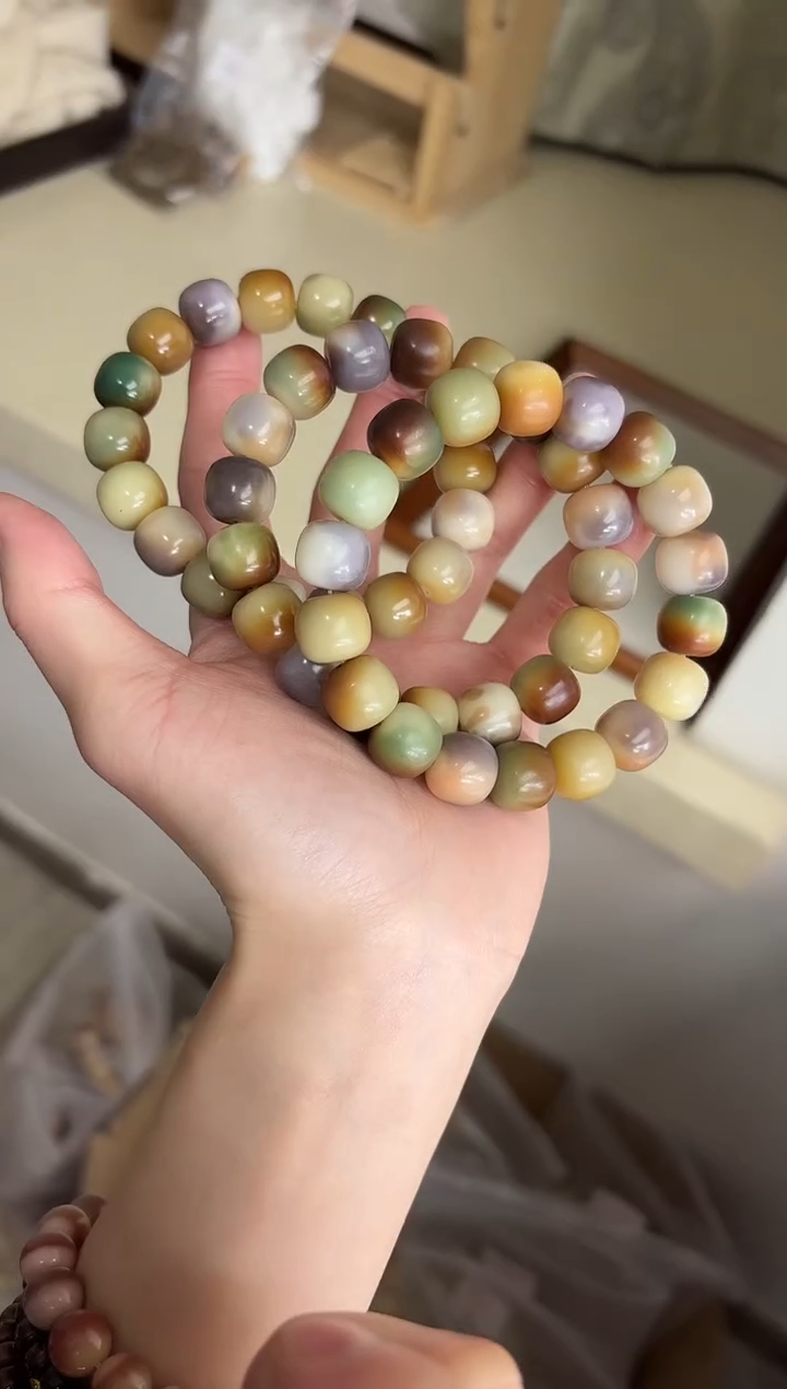 手串菩提根/象牙果h87紫罗兰玉化桶珠12*13mm手串随机