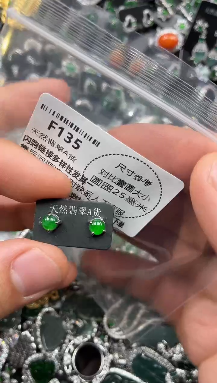颈饰未镶嵌翡翠F135耳钉