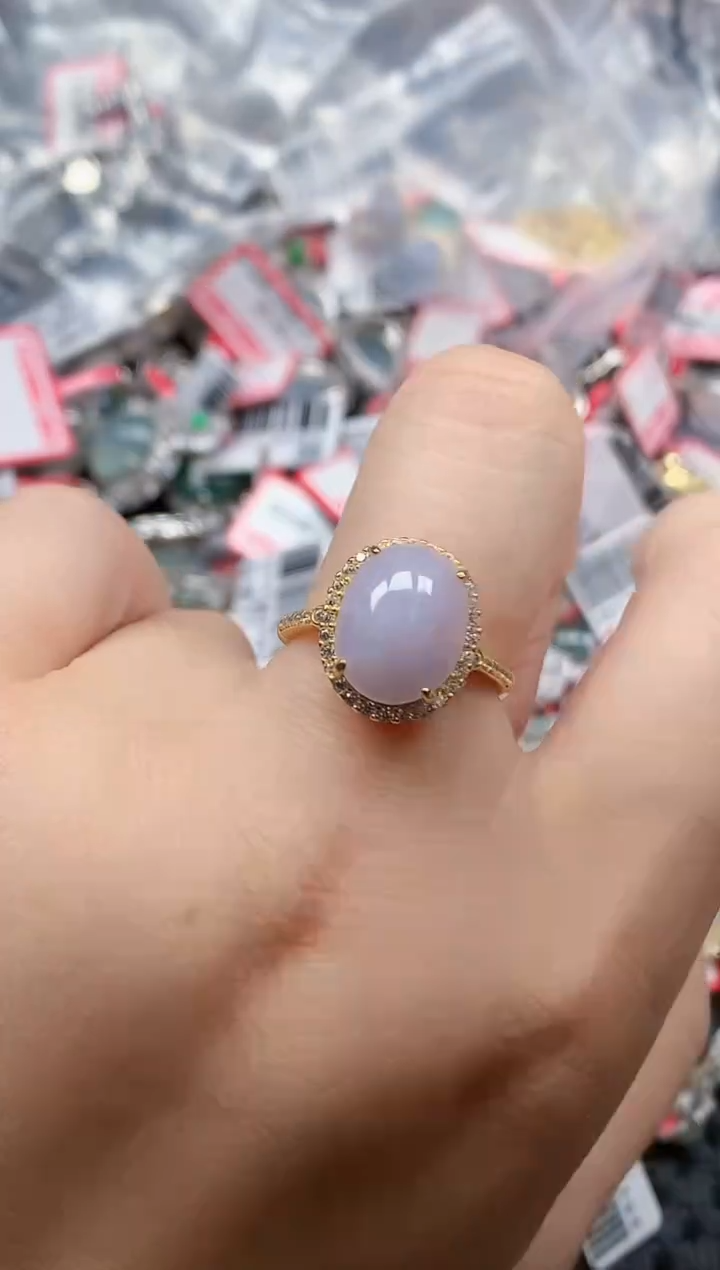 银S925镶嵌戒指翡翠天然A货缅甸翡翠