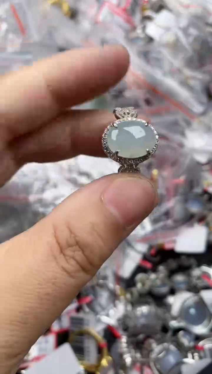 银S925镶嵌戒指翡翠1616   8