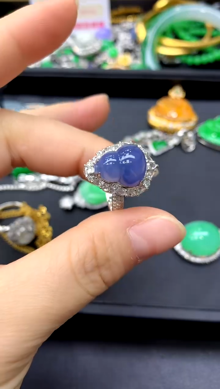 18K金镶嵌戒指翡翠387-中国好珍宝