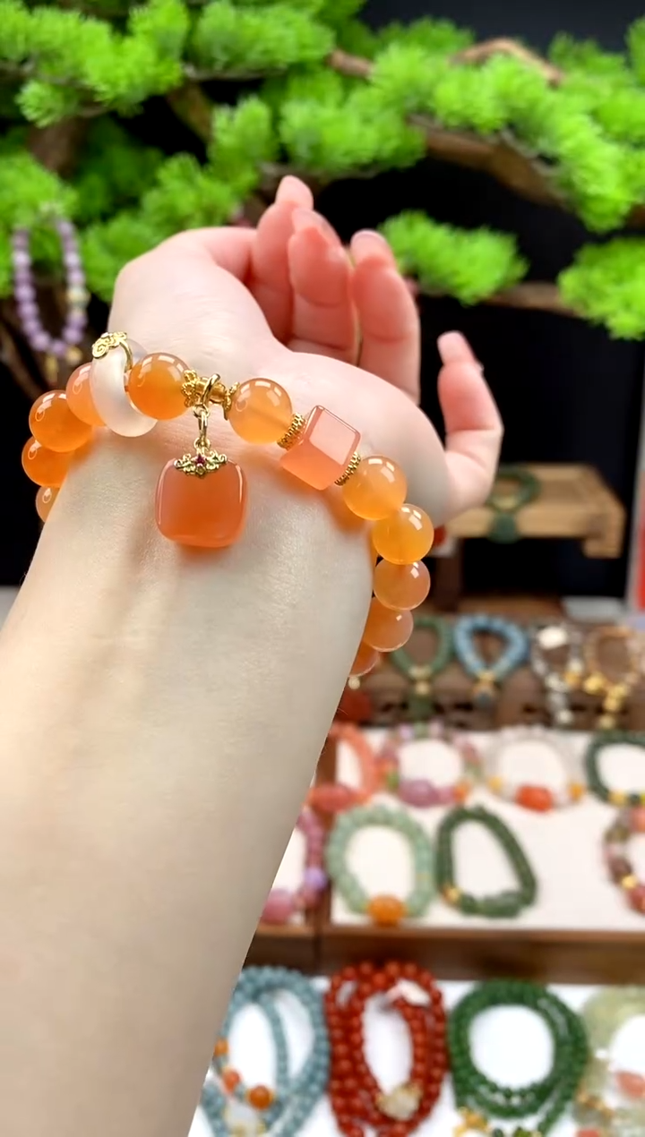 【闪购商品】玛瑙手饰未镶嵌橘无事牌