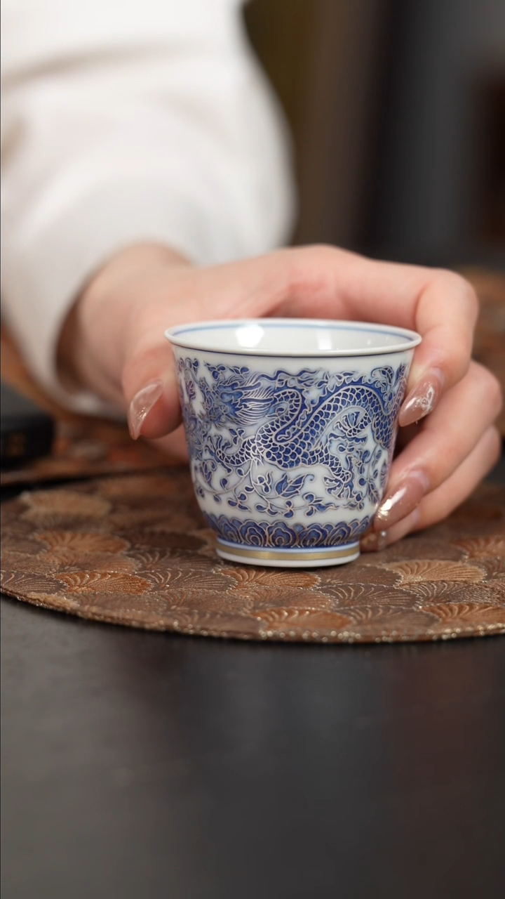 【闪购商品】杯四景堂青花描银