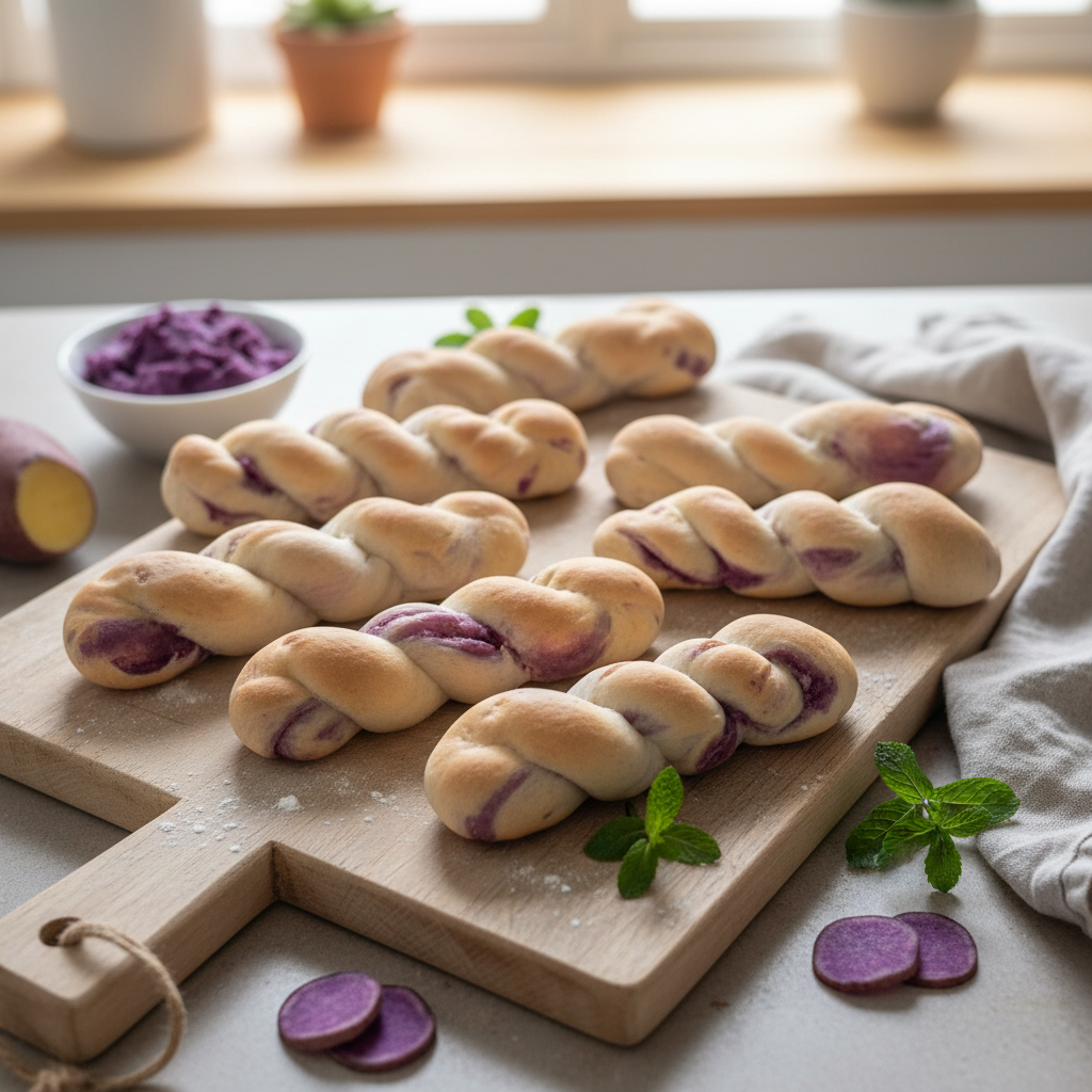 手工紫薯芋泥代餐法辫面包