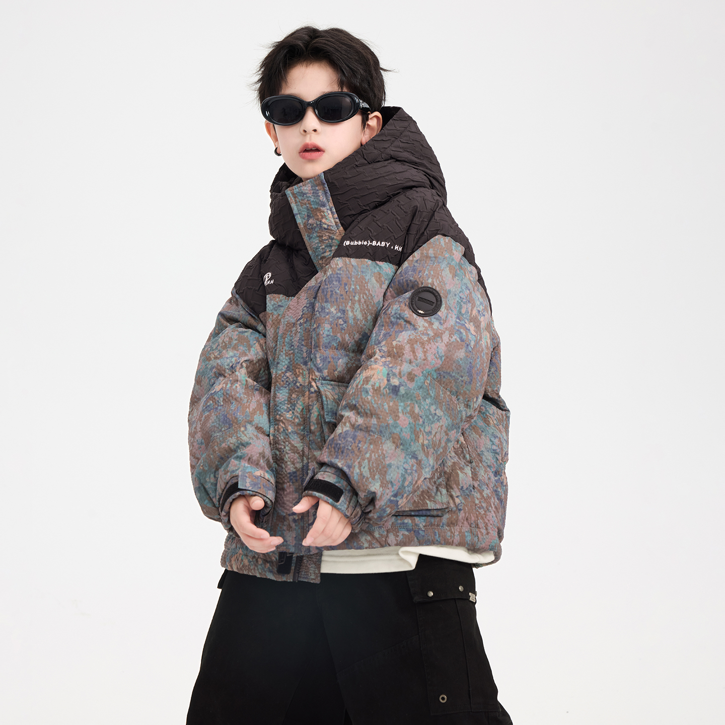 【新年战袍必备款】【90安心绒】【现货现发】男童冬撞色迷彩工装羽绒服