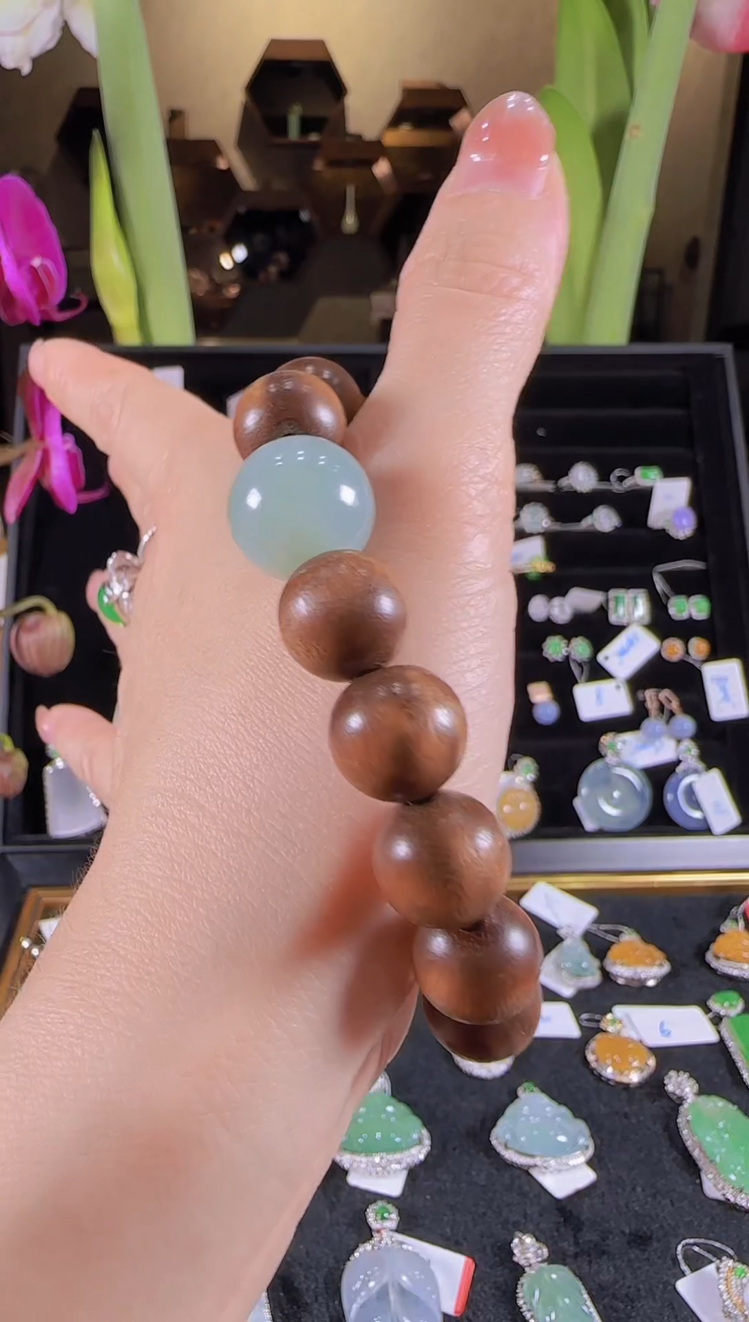 【闪购商品】翡翠手串未镶嵌翡翠单珠实木男士手串