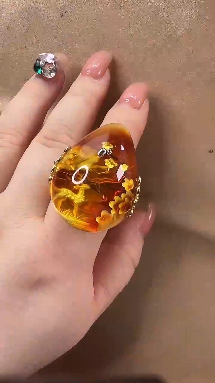 琥珀颈饰未镶嵌戒指