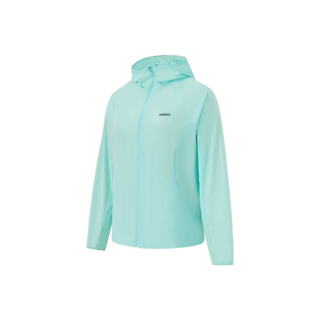 adidas/阿迪达斯休闲连帽拉链时尚夹克女款湖蓝色JL8235