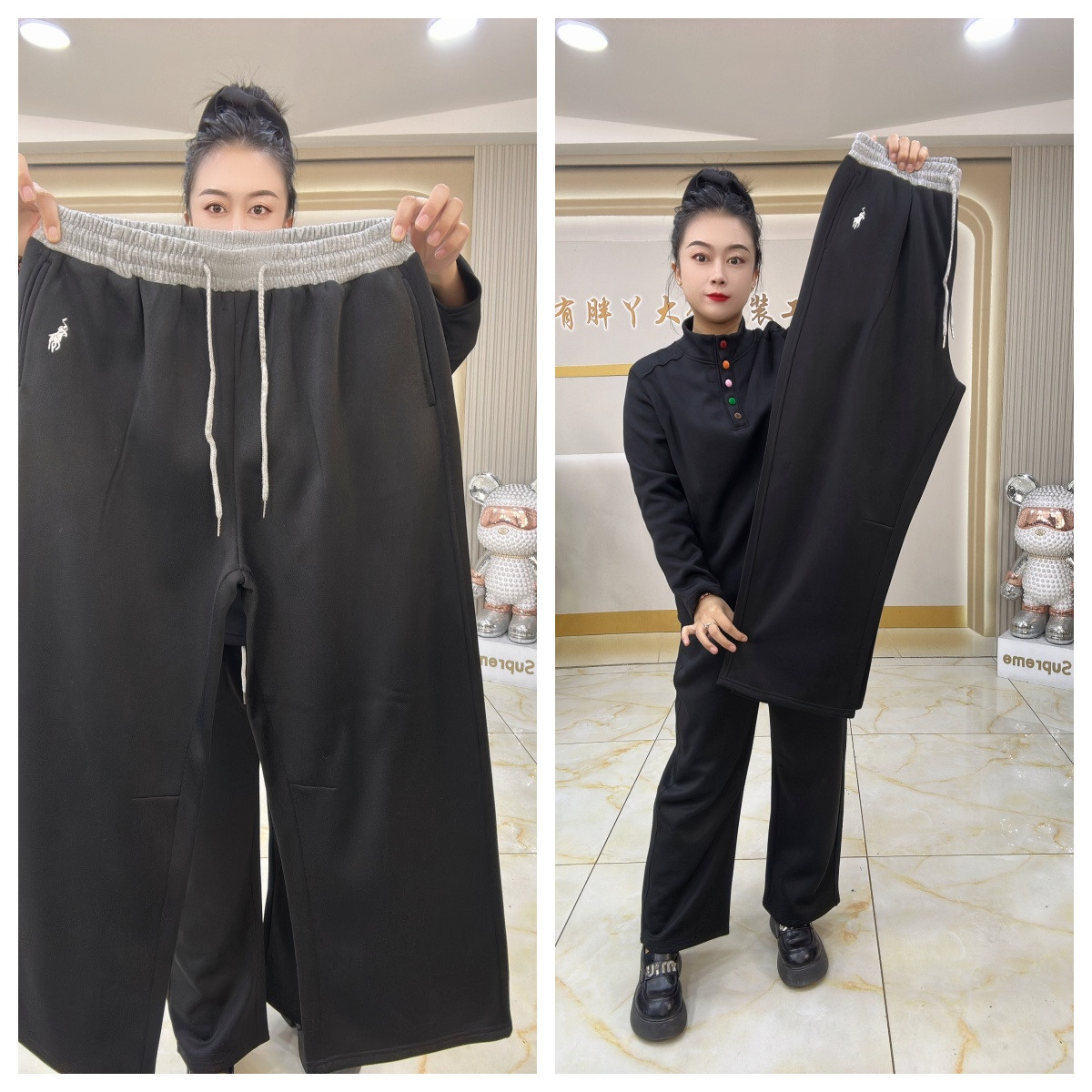 8856时尚百搭显瘦加绒阔腿裤