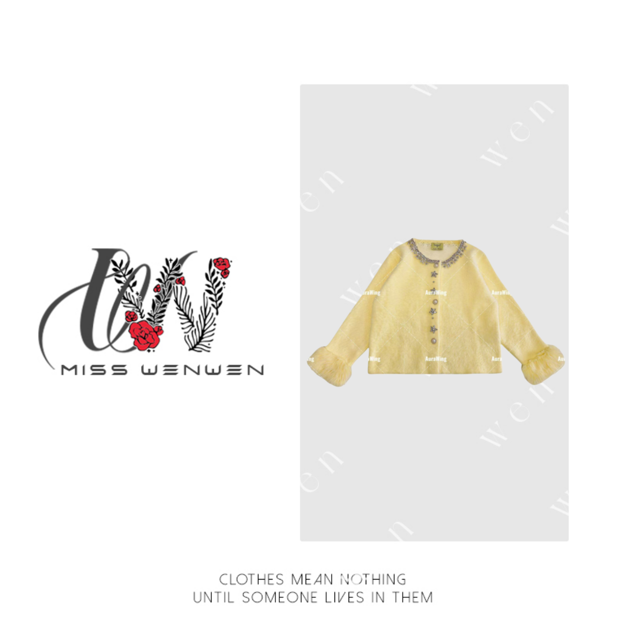 【文文专属】AuraWing 2025秋季新款高奢小香风镶钻毛绒外套