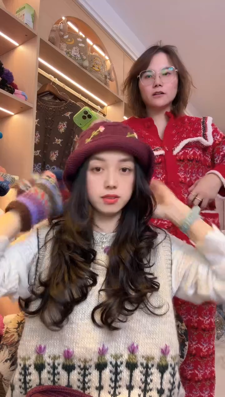 纯棉恭***?酒红色渔夫帽